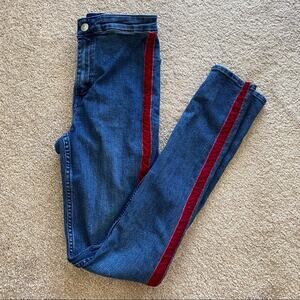 H&M Divided Velour Stripe Denim Skinny Jean Size 4